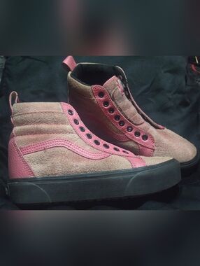 EUC Vans Sk8-Hi Platform MTE Desert Rose Pink Suede Sneaker Boots Women Size 7.5